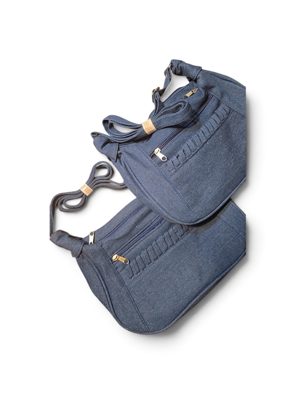 Classic Denim Crossbody Tote Bag - Women